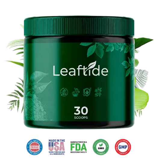 LeafTide dietary supplement bottle — natural nerve support formula